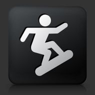 Black Square Button with Snowboard Icon