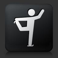 Black Square Button with Figure Skating Icon