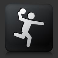 Black Square Button with Dodgeball Icon