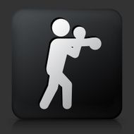 Black Square Button with Boxing Icon