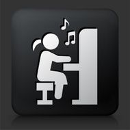 Black Square Button with Girl Playing Piano