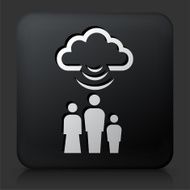 Black Square Button with Family Cloud Computing Icon