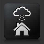 Black Square Button with Home Cloud Computing Icon
