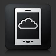 Black Square Button with Tablet Cloud Computing Icon