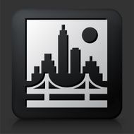 Black Square Button with Cityscape Icon N7