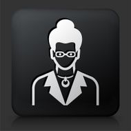 Black Square Button with Woman Face N13