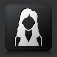 Black Square Button with Woman Face N14