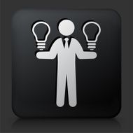 Black Square Button with Businessman &amp; Ideas Icon