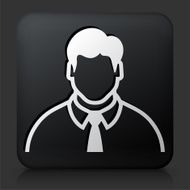 Black Square Button with Male Face Icon N46