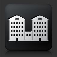 Black Square Button with Building Icon N9