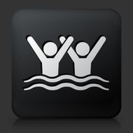 Black Square Button with Swimming Icon