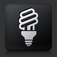 Black Square Button with Fluorescent Lightbulb