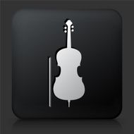 Black Square Button with Cello