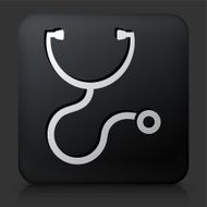Black Square Button with Stethoscope N2