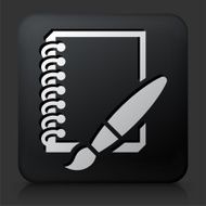 Black Square Button with Paper &amp; Brush N2