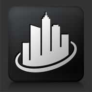 Black Square Button with Cityscape Icon N9