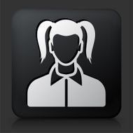 Black Square Button with Girl Face N2