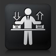 Black Square Button with Businessman In &amp; Out