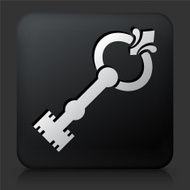 Black Square Button with Old Key