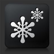 Black Square Button with Snowflakes