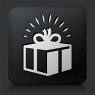Black Square Button with Present Icon