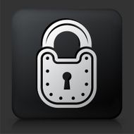 Black Square Button with Security Lock Icon N19
