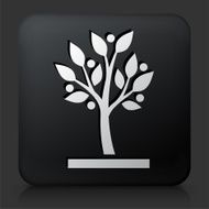 Black Square Button with Growing tree Icon