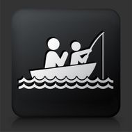 Black Square Button with Fishing Family N2