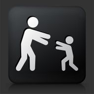 Black Square Button with Reunited Family Icon N2