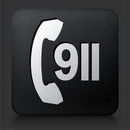 Black Square Button with 911 Phone Service