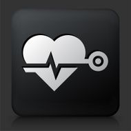 Black Square Button with Heart Beat