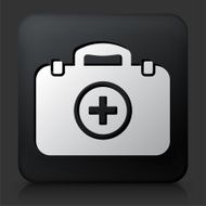Black Square Button with Medical Briefcase