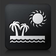 Black Square Button with Paradise Icon