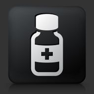 Black Square Button with Medical Bottle Icon