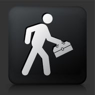 Black Square Button with Walking &amp; Toolbox Icon