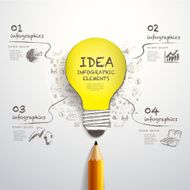 creative pencil and hand-draw paper-cut bulb infographics N2