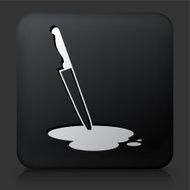 Black Square Button with Knife and Pool of Blood