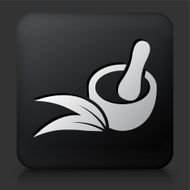Black Square Button with Herbal Medicine Icon