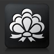 Black Square Button with Ribbon