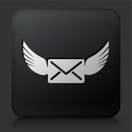Black Square Button with Letter &amp; Wings Icon