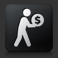 Black Square Button with Holding Money Icon N3