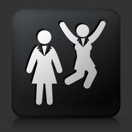 Black Square Button with Businesswomen Success Icon