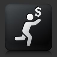 Black Square Button with Chasing Money Icon