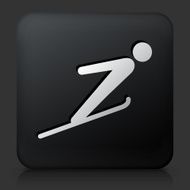 Black Square Button with Ski Jump Icon N2