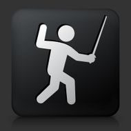 Black Square Button with Fencing Icon N2