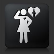 Black Square Button with Woman in Love