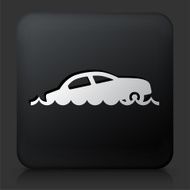 Black Square Button with Sinking Car