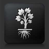 Black Square Button with Growing Plant N4