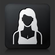Black Square Button with Female Face Icon N33