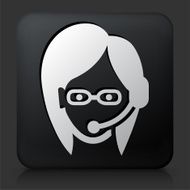 Black Square Button with Customer Service Icon